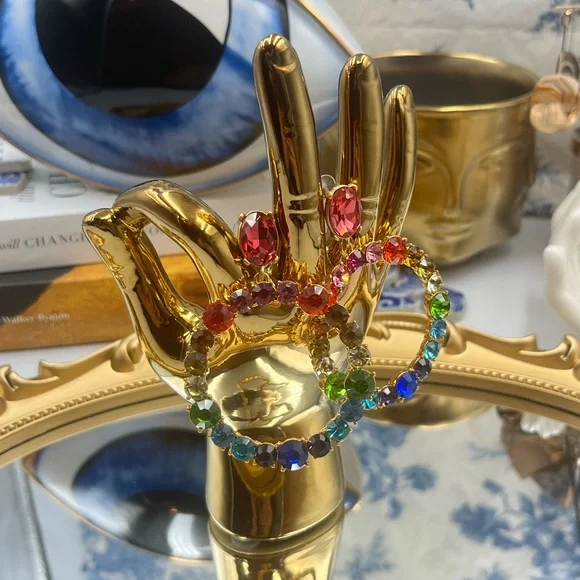 🆕 OSCAR DE LA RENTA 🧿 Crystal Hoop Earrings - Rainbow - Picture 10 of 11
